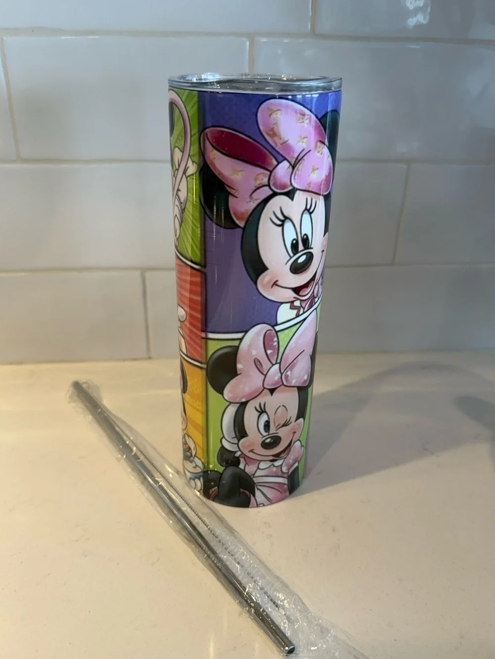 Minnie Mouse Stainless Steel Travel Tumbler – Pink & Purple NWOT